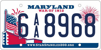 MD license plate 6AA8968