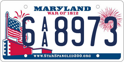 MD license plate 6AA8973