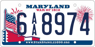 MD license plate 6AA8974