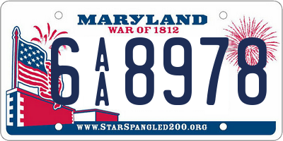 MD license plate 6AA8978
