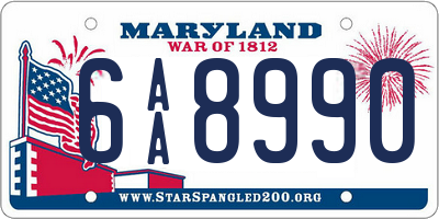 MD license plate 6AA8990