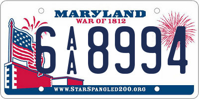 MD license plate 6AA8994