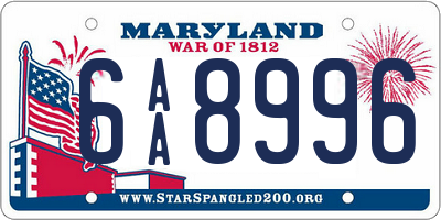 MD license plate 6AA8996