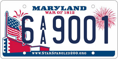 MD license plate 6AA9001