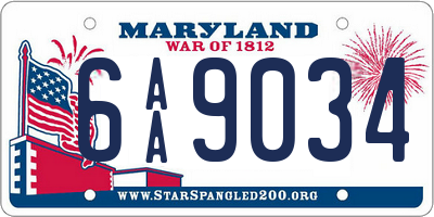 MD license plate 6AA9034