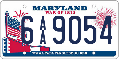 MD license plate 6AA9054