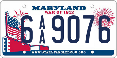 MD license plate 6AA9076