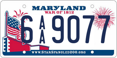 MD license plate 6AA9077