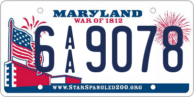 MD license plate 6AA9078