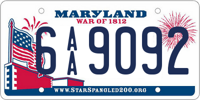 MD license plate 6AA9092