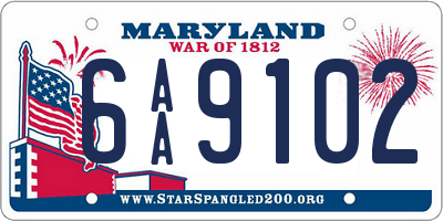 MD license plate 6AA9102