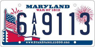 MD license plate 6AA9113