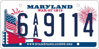 MD license plate 6AA9114