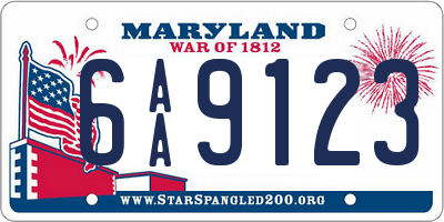 MD license plate 6AA9123