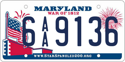 MD license plate 6AA9136