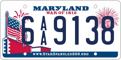 MD license plate 6AA9138