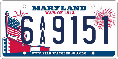 MD license plate 6AA9151