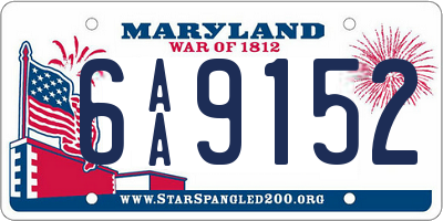 MD license plate 6AA9152