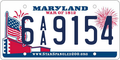 MD license plate 6AA9154