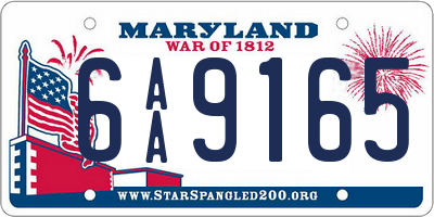 MD license plate 6AA9165