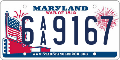 MD license plate 6AA9167