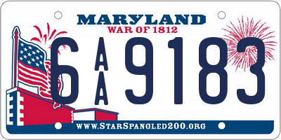 MD license plate 6AA9183