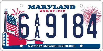 MD license plate 6AA9184