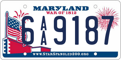 MD license plate 6AA9187