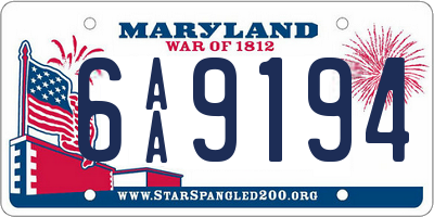 MD license plate 6AA9194