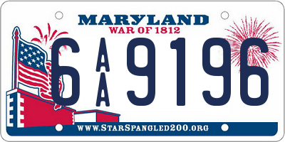 MD license plate 6AA9196