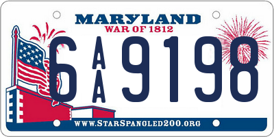 MD license plate 6AA9198