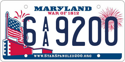 MD license plate 6AA9200