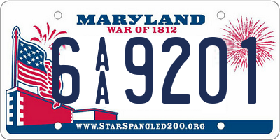 MD license plate 6AA9201