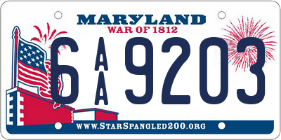 MD license plate 6AA9203