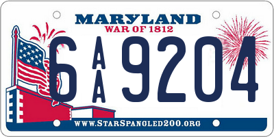 MD license plate 6AA9204