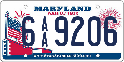 MD license plate 6AA9206