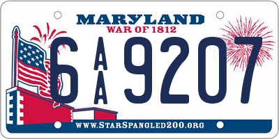 MD license plate 6AA9207