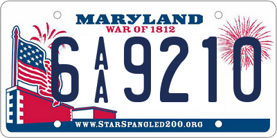 MD license plate 6AA9210