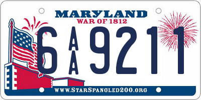 MD license plate 6AA9211