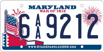 MD license plate 6AA9212