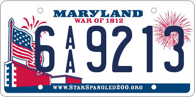 MD license plate 6AA9213