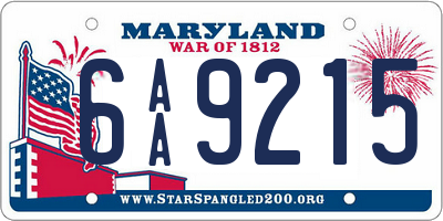 MD license plate 6AA9215