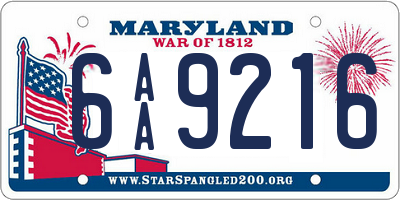 MD license plate 6AA9216