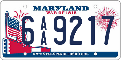 MD license plate 6AA9217