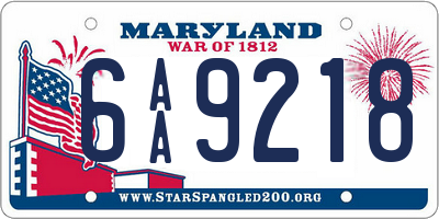 MD license plate 6AA9218