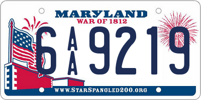 MD license plate 6AA9219