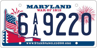 MD license plate 6AA9220