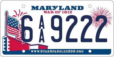 MD license plate 6AA9222