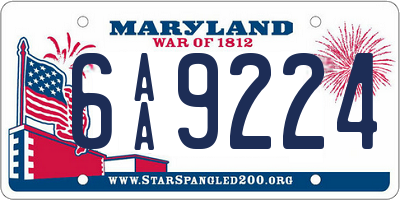 MD license plate 6AA9224