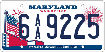 MD license plate 6AA9225